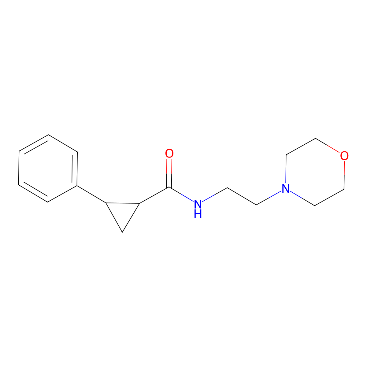 N-(2-morpholin-4-ylethyl)-2-phenylcyclopropane-1-carboxamide molecular structure, CAS 544656-89-5