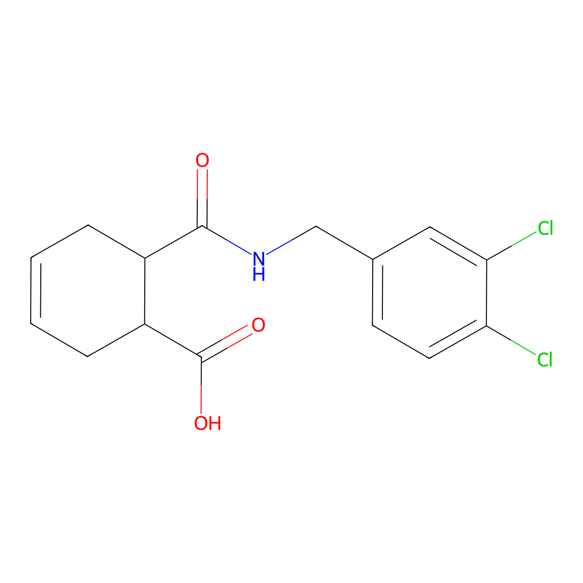 6-[(3,4-Dichlorobenzyl)carbamoyl]cyclohex-3-ene-1-carboxylic acid molecular structure, CAS 544657-62-7