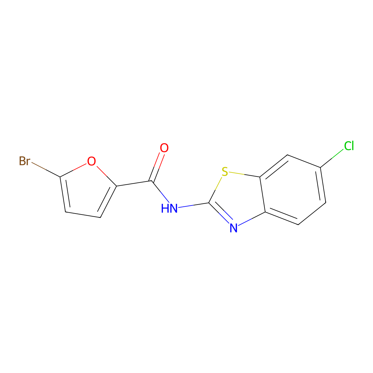 5-bromo-N-(6-chloro-1,3-benzothiazol-2-yl)furan-2-carboxamide molecular structure, CAS 544657-68-3