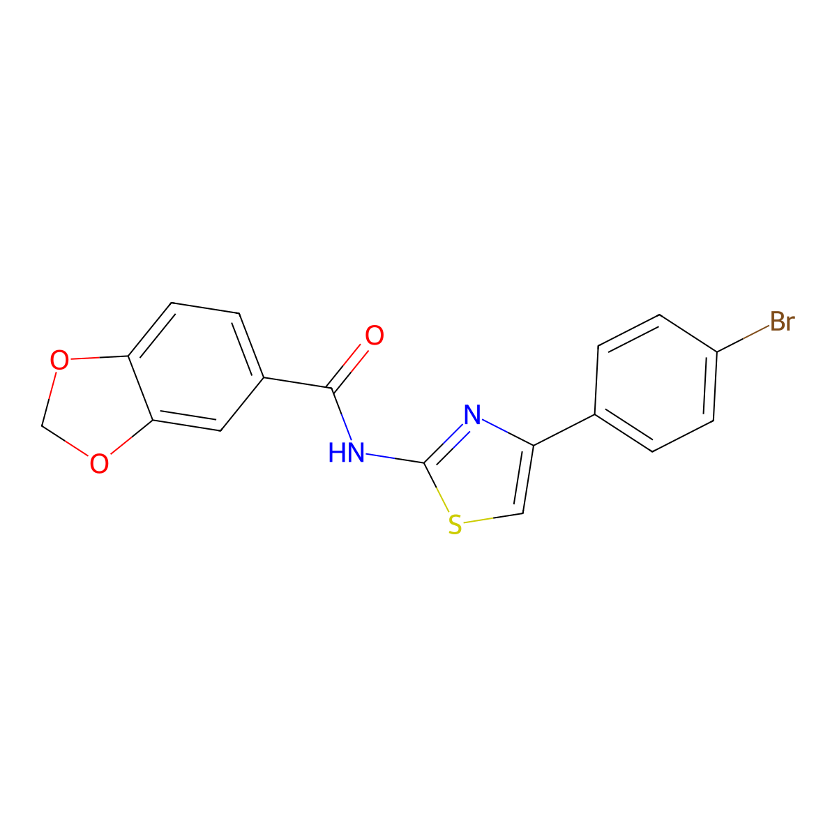 N-[4-(4-bromophenyl)-1,3-thiazol-2-yl]-1,3-benzodioxole-5-carboxamide molecular structure, CAS 544658-04-0