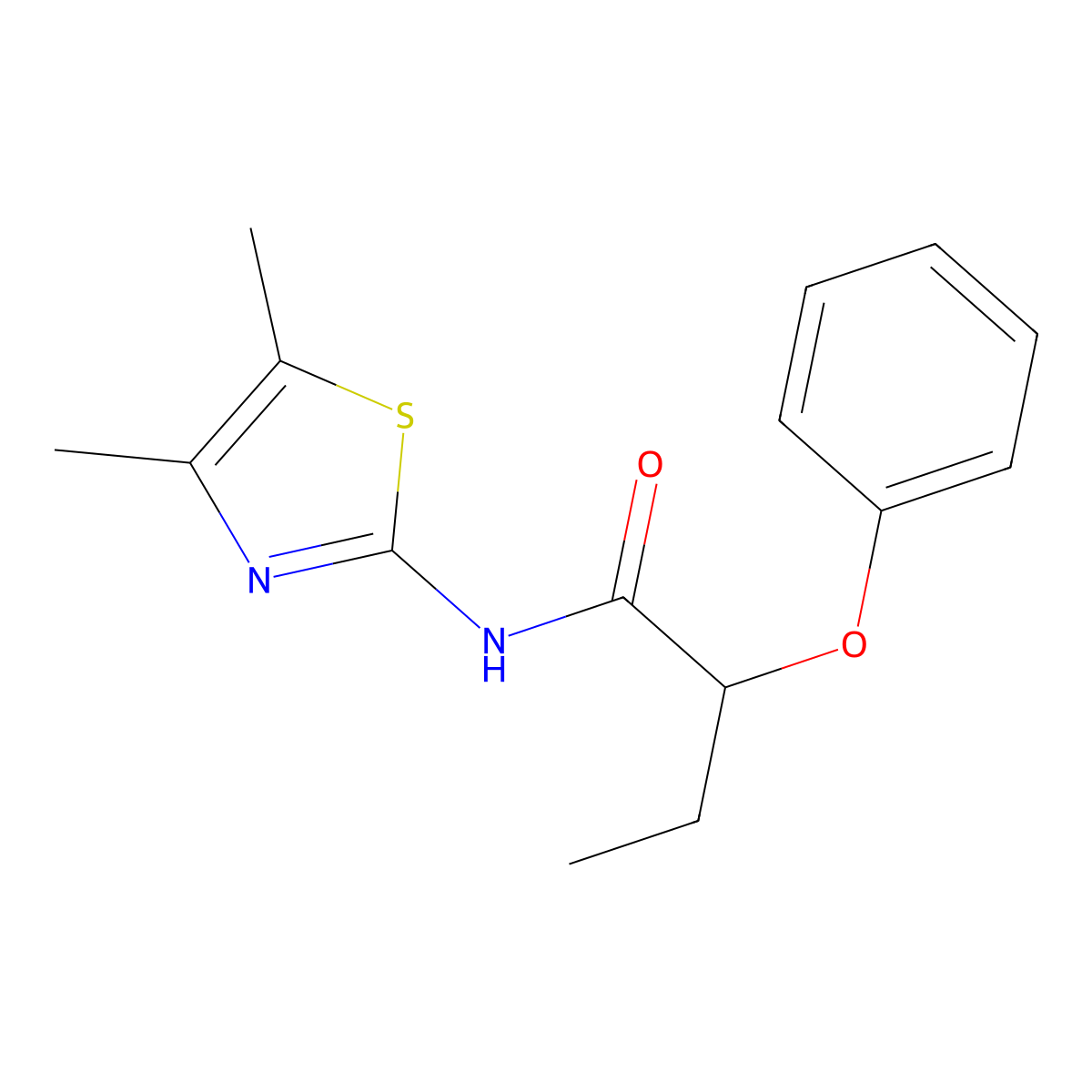 N-(4,5-dimethyl-1,3-thiazol-2-yl)-2-phenoxybutanamide molecular structure, CAS 544658-06-2