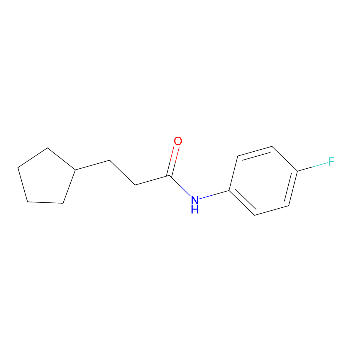3-cyclopentyl-N-(4-fluorophenyl)propanamide molecular structure, CAS 544659-30-5