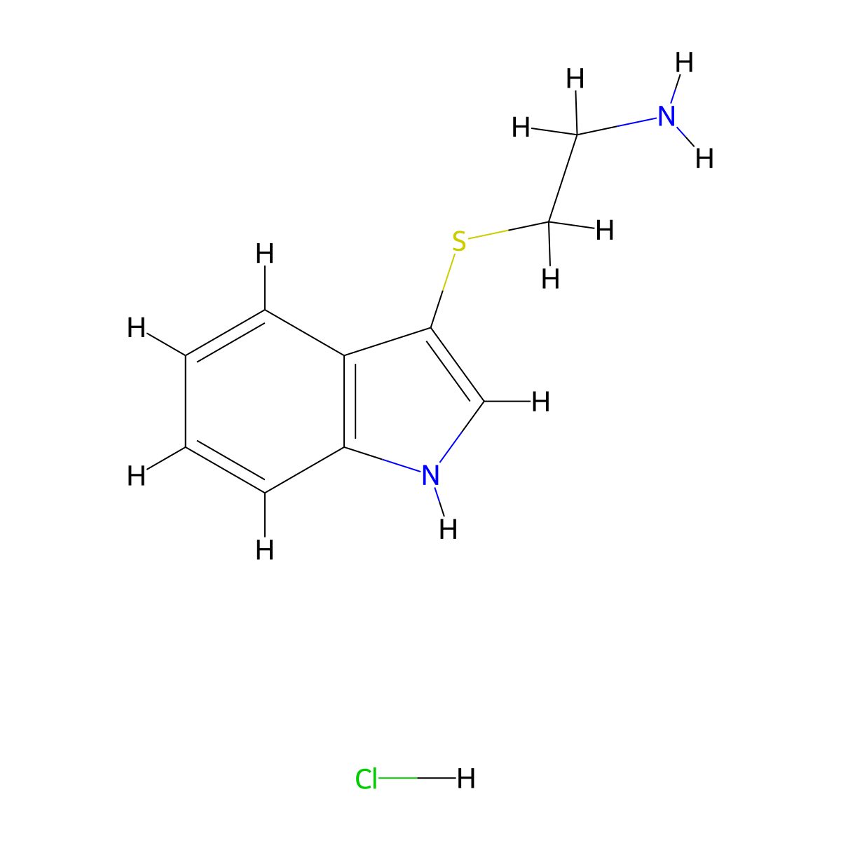 2-(1H-Indol-3-ylsulfanyl)-ethylamine hydrochloride molecular structure, CAS 54466-83-0