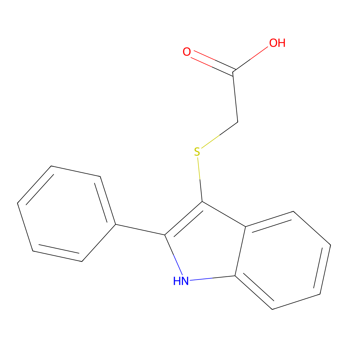 2-((2-Phenyl-1H-indol-3-yl)thio)acetic acid molecular structure, CAS 54466-89-6