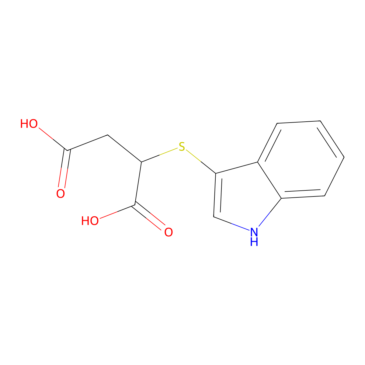 2-(1H-indol-3-ylsulfanyl)succinic acid molecular structure, CAS 54466-96-5