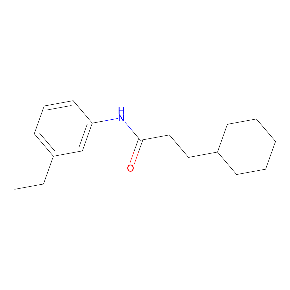 3-cyclohexyl-N-(3-ethylphenyl)propanamide molecular structure, CAS 544661-20-3