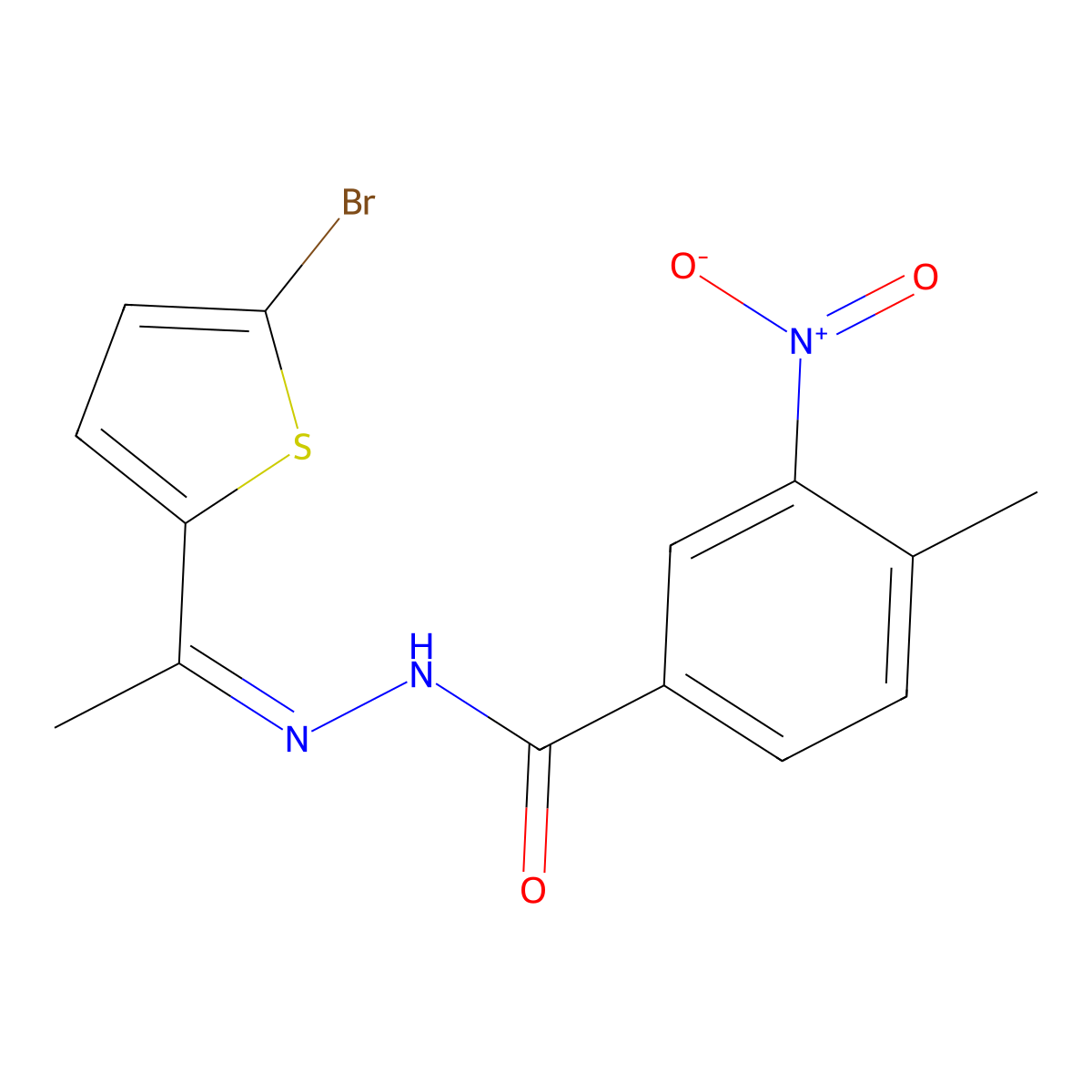 4-Methyl-3-nitrobenzoic acid 2-[1-(5-bromo-2-thienyl)ethylidene]hydrazide molecular structure, CAS 544662-11-5