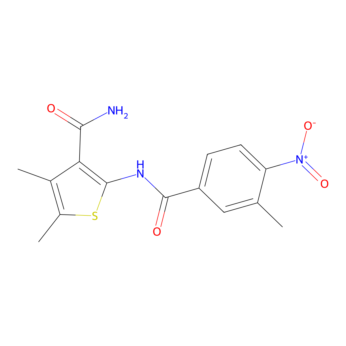 4,5-Dimethyl-2-[(3-methyl-4-nitrobenzoyl)amino]thiophene-3-carboxamide molecular structure, CAS 544662-27-3