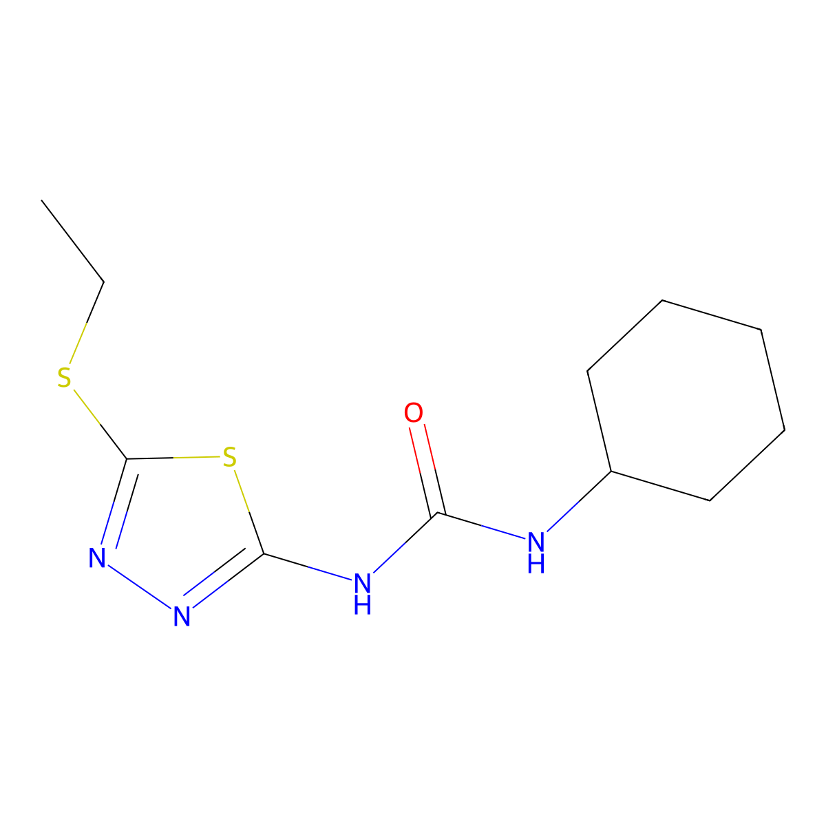 1-Cyclohexyl-3-(5-ethylsulfanyl-1,3,4-thiadiazol-2-yl)urea molecular structure, CAS 544662-37-5