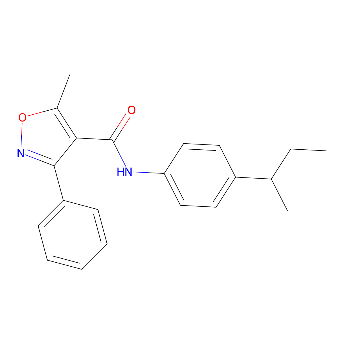 N-[4-(butan-2-yl)phenyl]-5-methyl-3-phenyl-1,2-oxazole-4-carboxamide molecular structure, CAS 544662-50-2