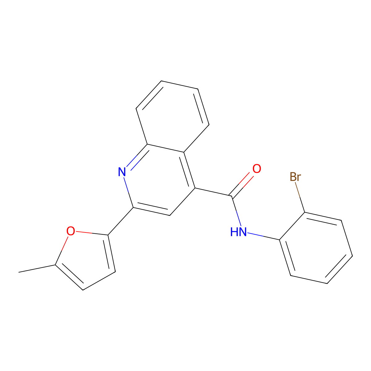 N-(2-bromophenyl)-2-(5-methylfuran-2-yl)quinoline-4-carboxamide molecular structure, CAS 544662-69-3