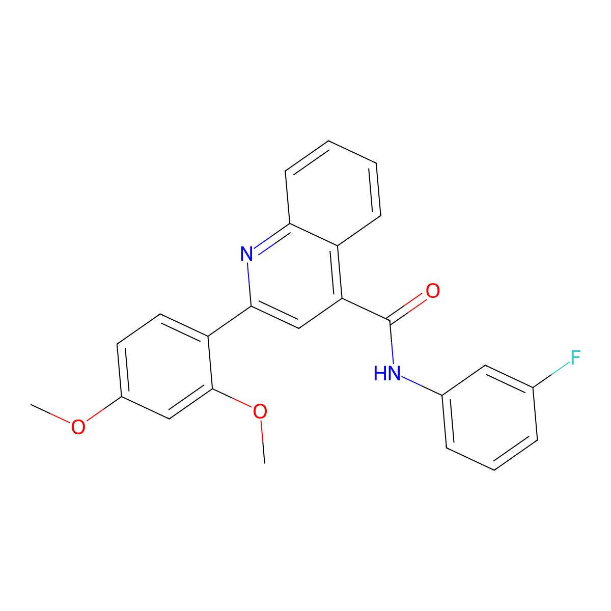2-(2,4-dimethoxyphenyl)-N-(3-fluorophenyl)quinoline-4-carboxamide molecular structure, CAS 544662-70-6