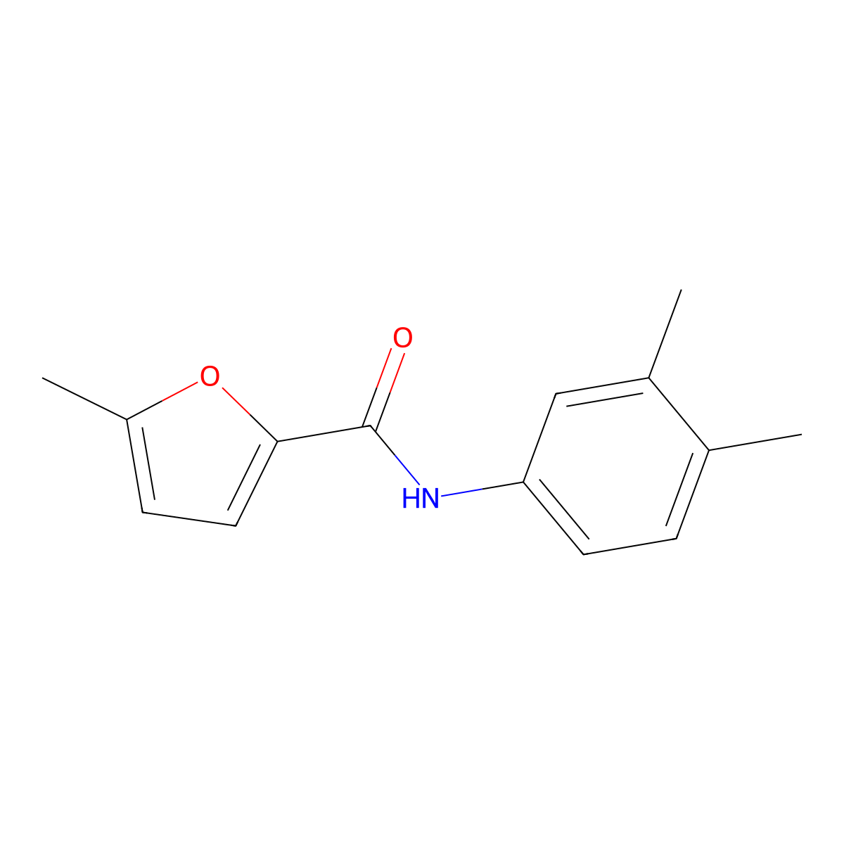 N-(3,4-dimethylphenyl)-5-methylfuran-2-carboxamide molecular structure, CAS 544663-05-0