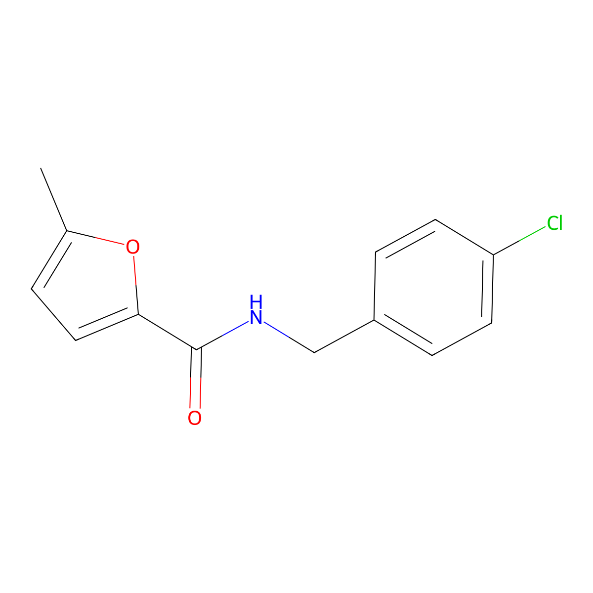 N-((4-Chlorophenyl)methyl)-5-methyl-2-furancarboxamide molecular structure, CAS 544663-40-3