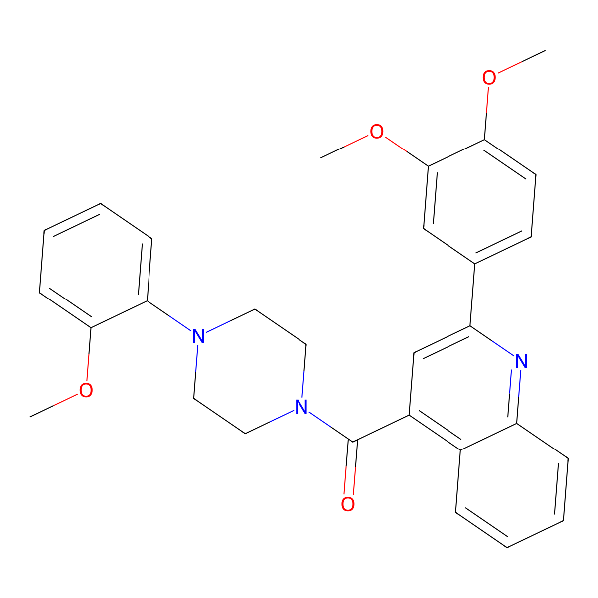[2-(3,4-Dimethoxyphenyl)-4-quinolyl][4-(2-methoxyphenyl)piperazino]methanone molecular structure, CAS 544664-13-3