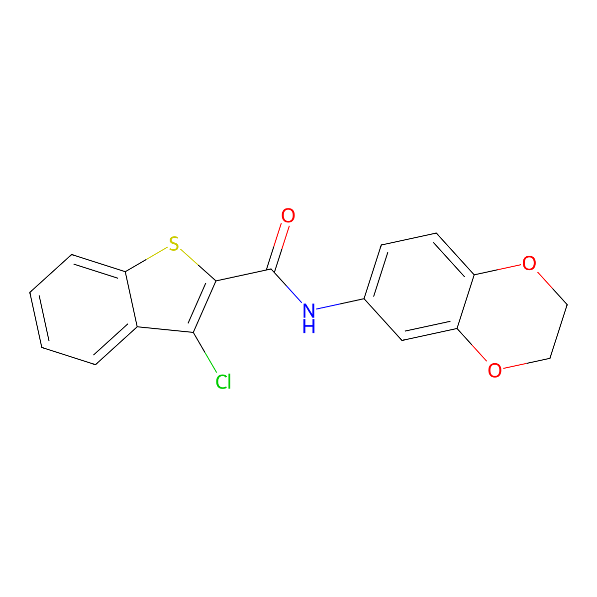3-chloro-N-(2,3-dihydro-1,4-benzodioxin-6-yl)-1-benzothiophene-2-carboxamide molecular structure, CAS 544664-73-5
