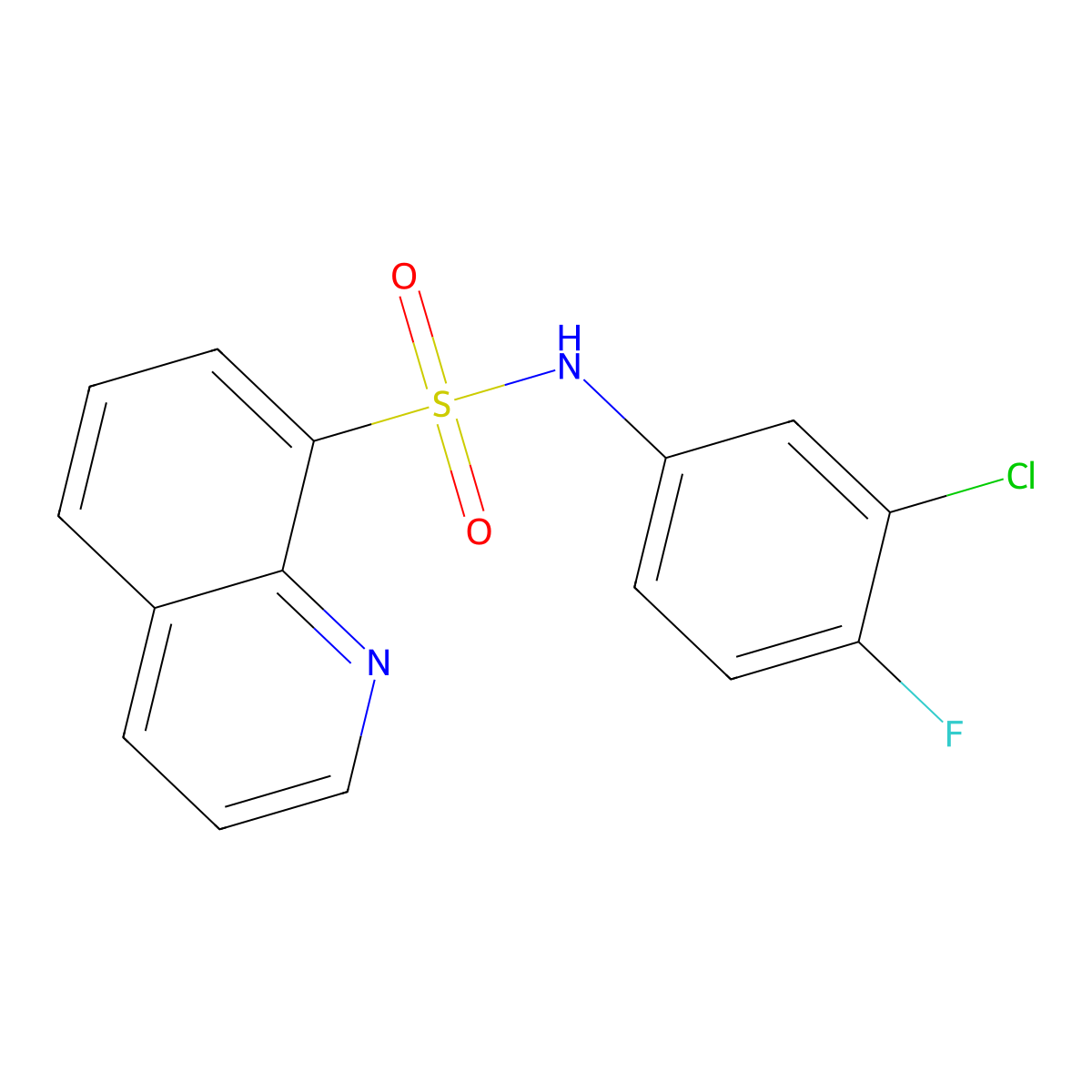 N-(3-chloro-4-fluorophenyl)quinoline-8-sulfonamide molecular structure, CAS 544664-98-4