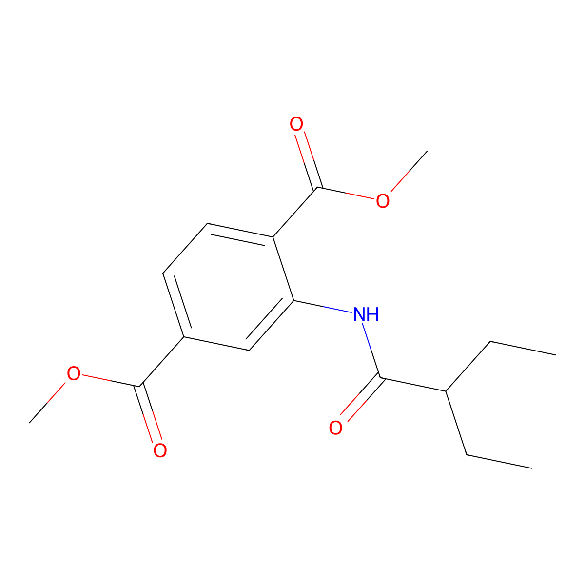 Dimethyl 2-[(2-ethylbutanoyl)amino]terephthalate molecular structure, CAS 544667-47-2