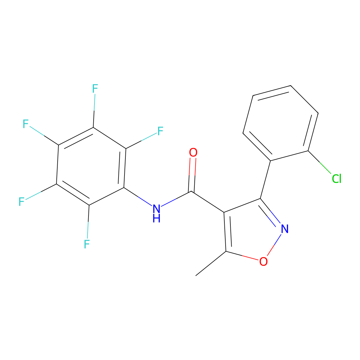 3-(2-chlorophenyl)-5-methyl-N-(2,3,4,5,6-pentafluorophenyl)-1,2-oxazole-4-carboxamide molecular structure, CAS 544668-30-6