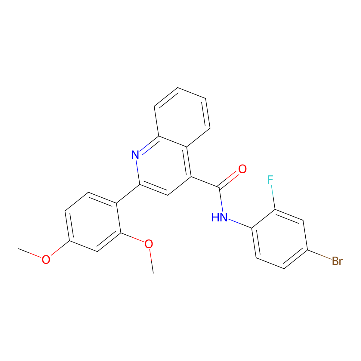 N-(4-bromo-2-fluorophenyl)-2-(2,4-dimethoxyphenyl)quinoline-4-carboxamide molecular structure, CAS 544669-21-8