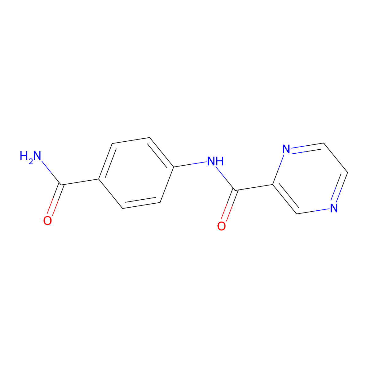 N-(4-carbamoylphenyl)pyrazine-2-carboxamide molecular structure, CAS 544670-58-8