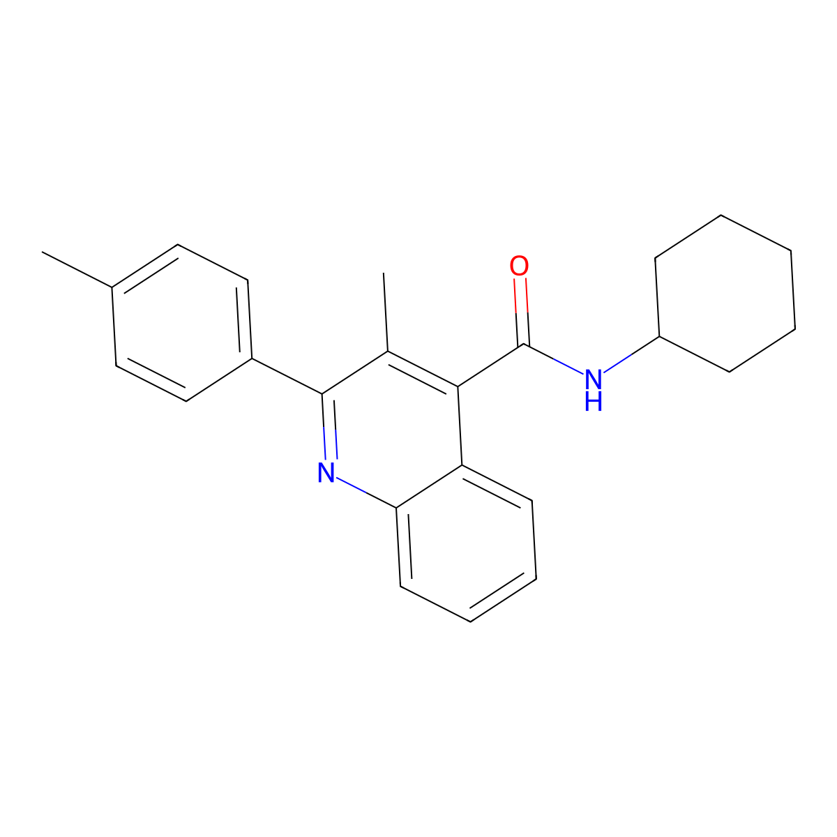 N-cyclohexyl-3-methyl-2-(4-methylphenyl)quinoline-4-carboxamide molecular structure, CAS 544671-02-5