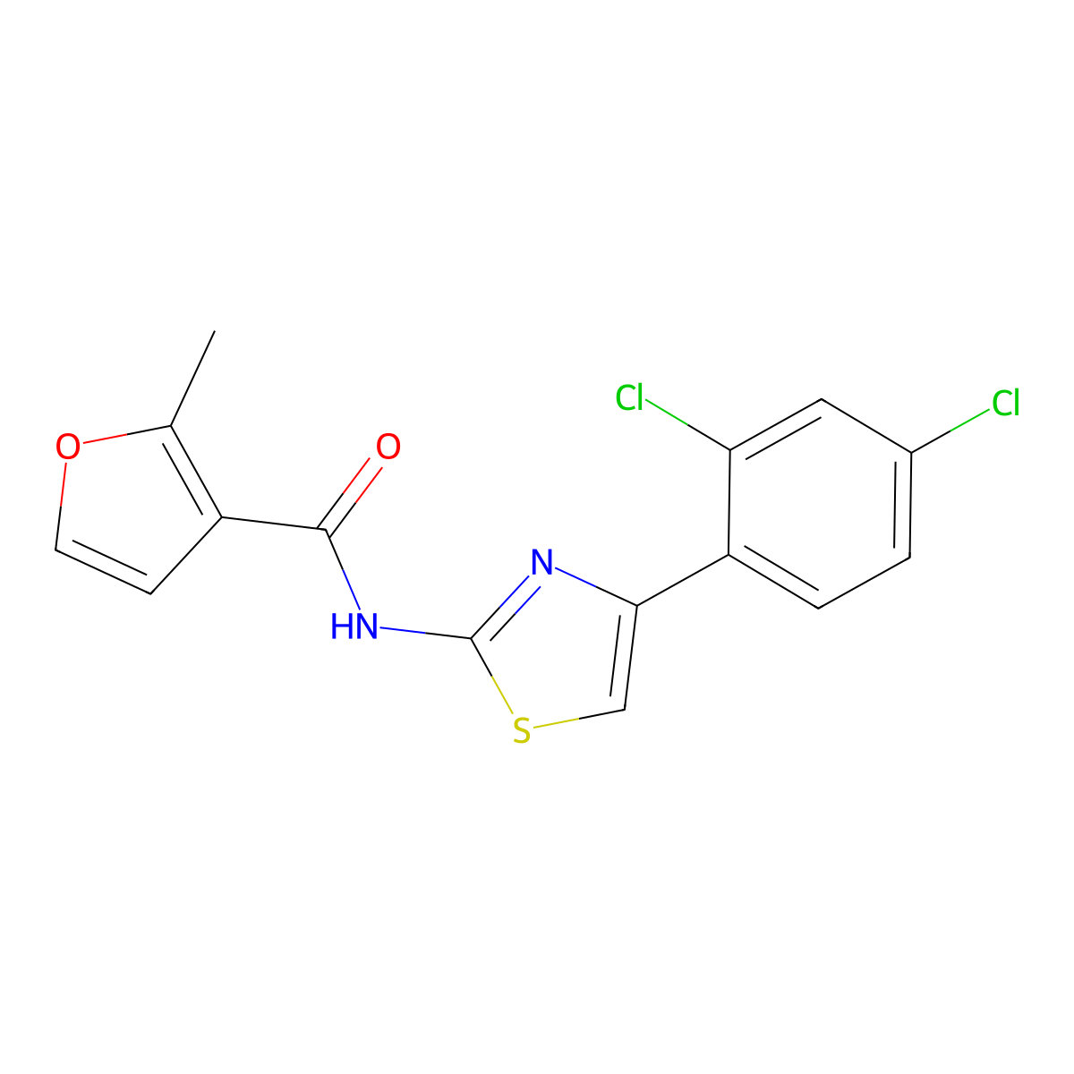 N-[4-(2,4-dichlorophenyl)-1,3-thiazol-2-yl]-2-methylfuran-3-carboxamide molecular structure, CAS 544679-69-8