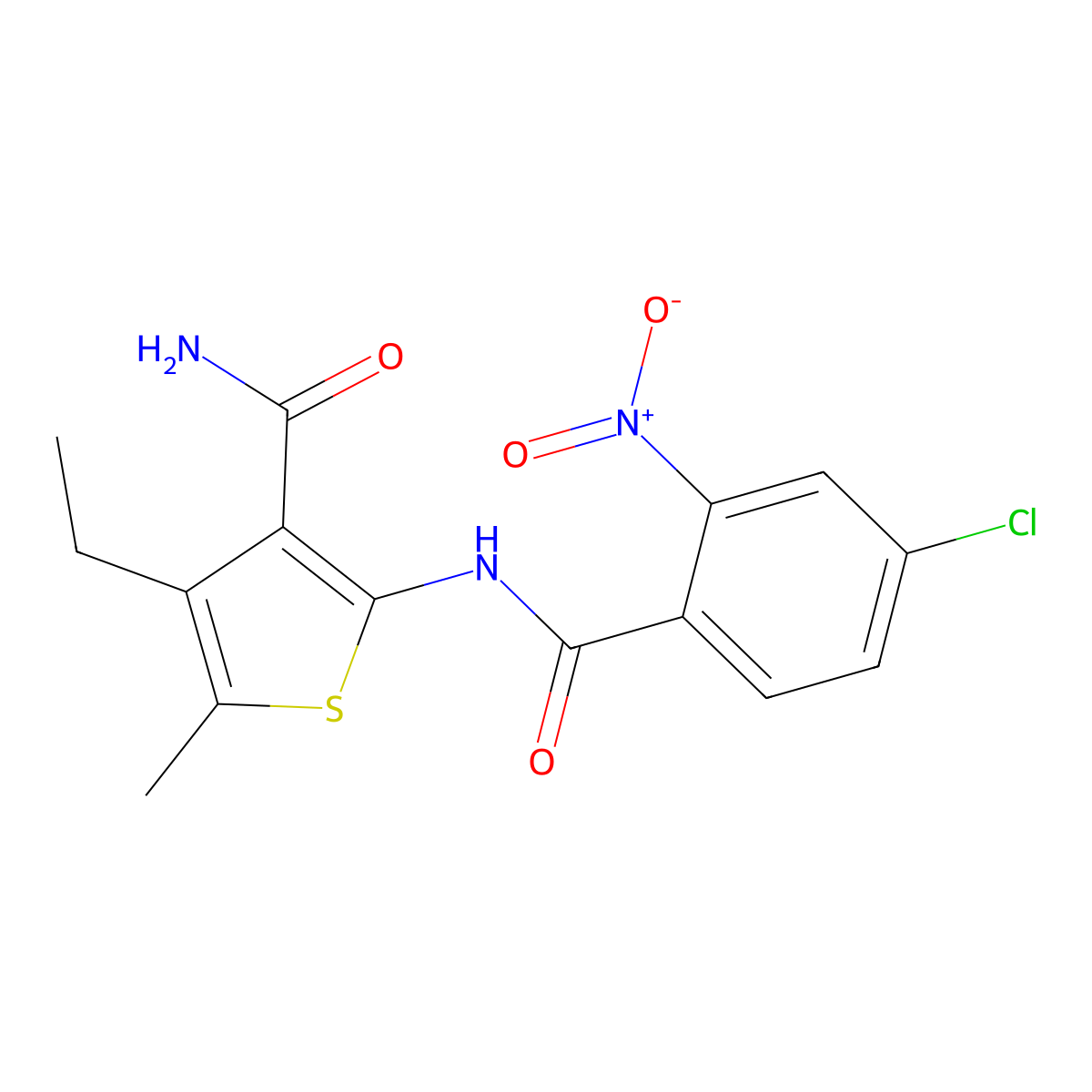 2-[(4-Chloro-2-nitrobenzoyl)amino]-4-ethyl-5-methylthiophene-3-carboxamide molecular structure, CAS 544680-09-3