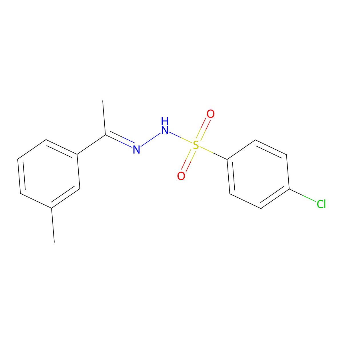 4-chloro-N'-[(1E)-1-(3-methylphenyl)ethylidene]benzenesulfonohydrazide molecular structure, CAS 544680-21-9