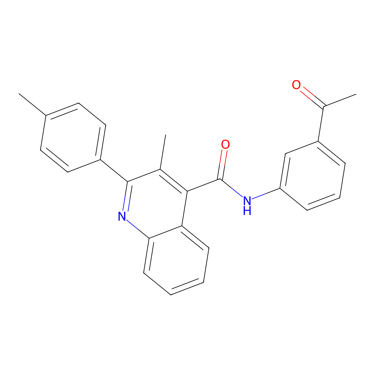 N-(3-acetylphenyl)-3-methyl-2-(4-methylphenyl)quinoline-4-carboxamide molecular structure, CAS 544681-87-0