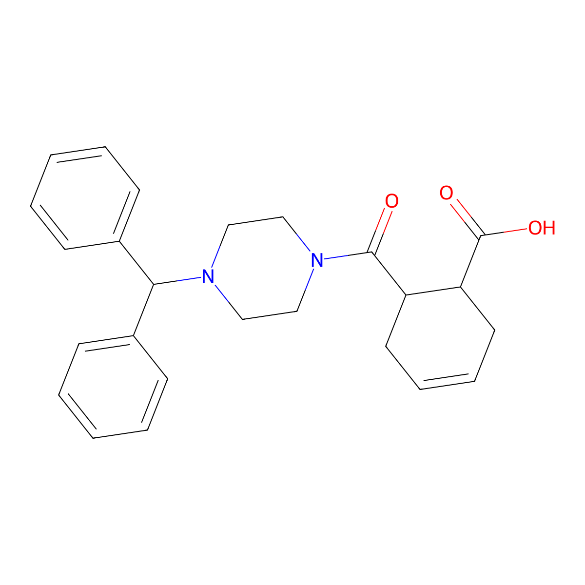 6-{[4-(Diphenylmethyl)piperazin-1-yl]carbonyl}cyclohex-3-ene-1-carboxylic acid molecular structure, CAS 544683-51-4