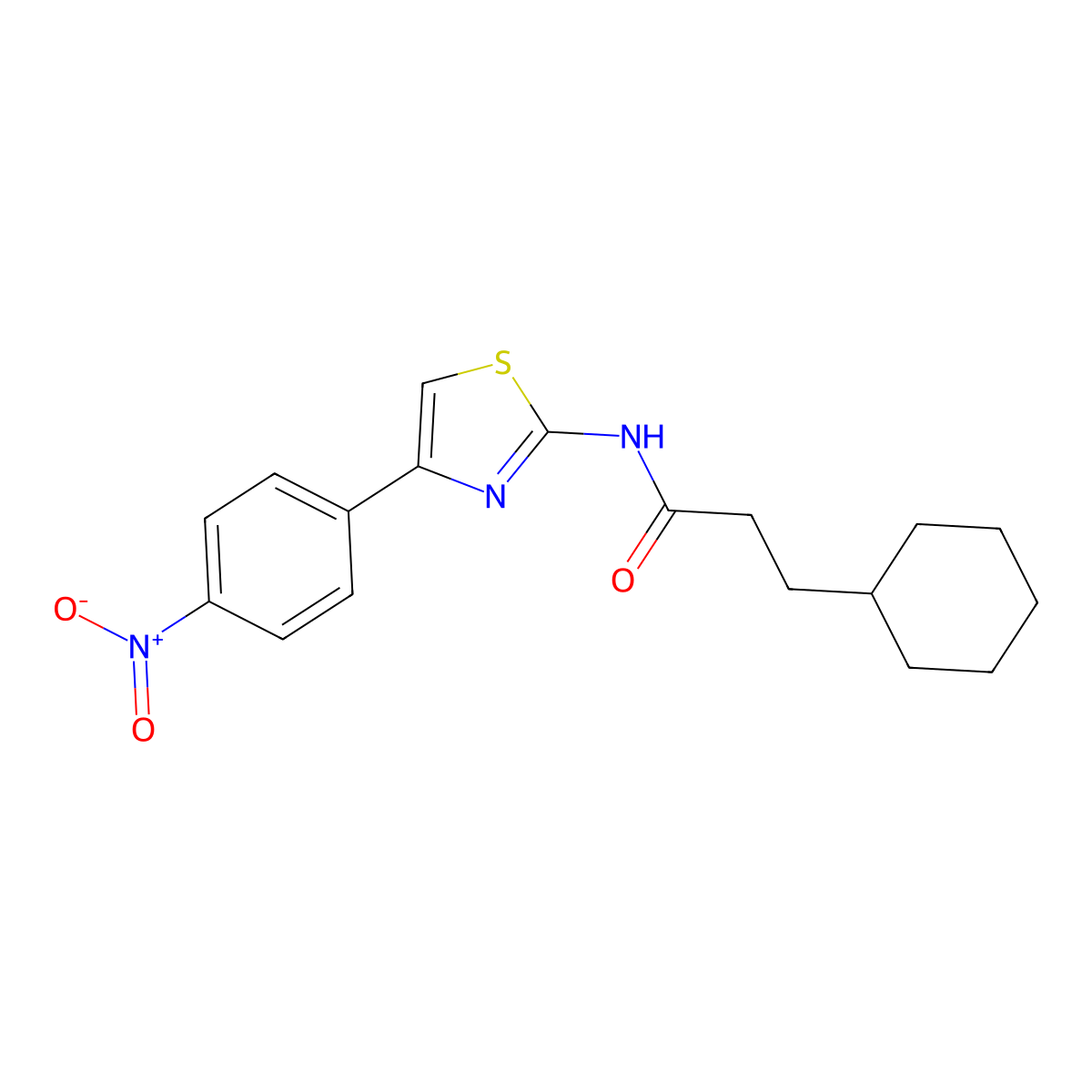 3-cyclohexyl-N-[4-(4-nitrophenyl)-1,3-thiazol-2-yl]propanamide molecular structure, CAS 544689-50-1