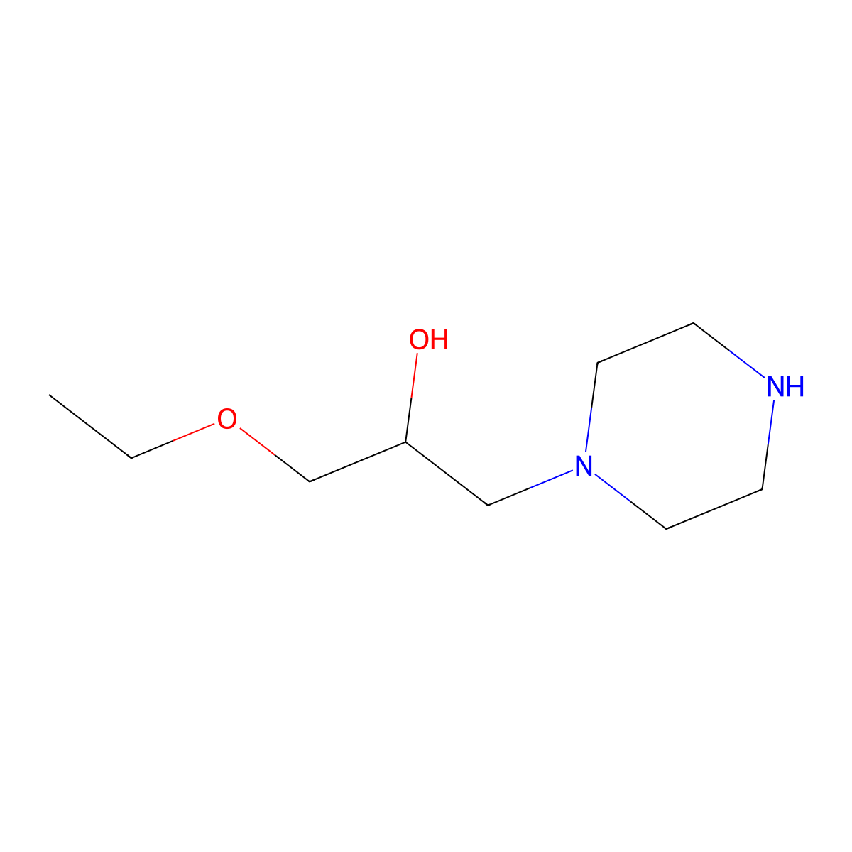 1-Ethoxy-3-(piperazin-1-yl)propan-2-ol molecular structure, CAS 54469-46-4