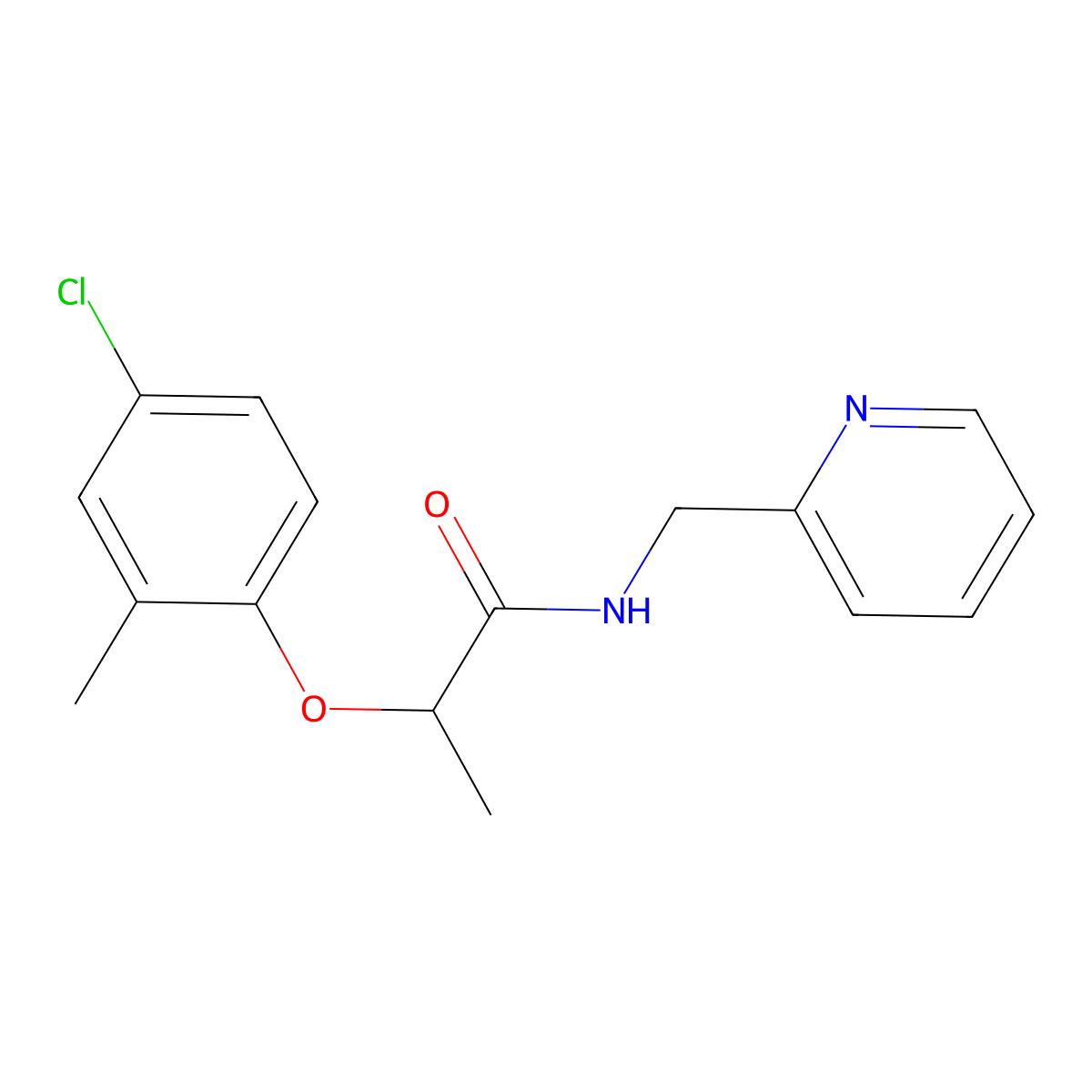 2-(4-chloro-2-methylphenoxy)-N-(pyridin-2-ylmethyl)propanamide molecular structure, CAS 544691-55-6