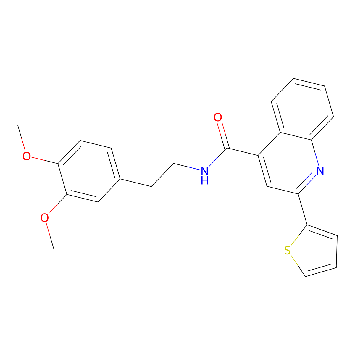 N~4~-(3,4-dimethoxyphenethyl)-2-(2-thienyl)-4-quinolinecarboxamide molecular structure, CAS 544692-13-9