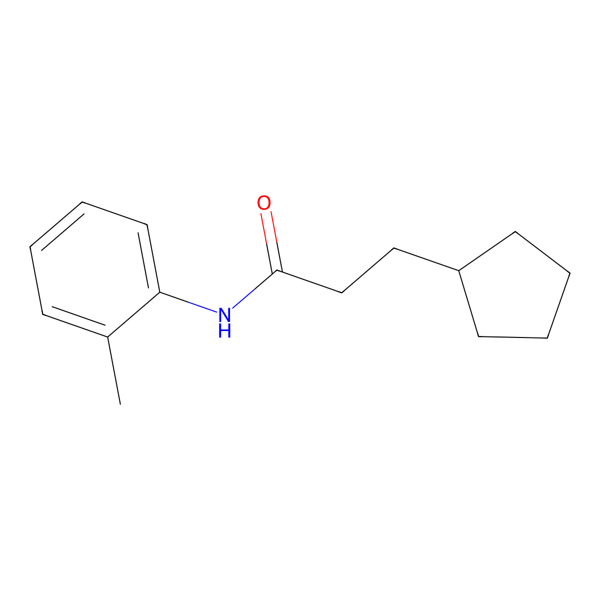 3-cyclopentyl-N-(2-methylphenyl)propanamide molecular structure, CAS 544692-35-5