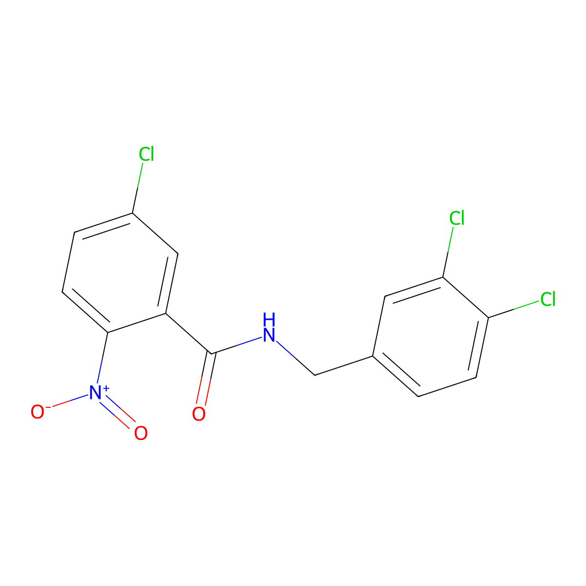 5-chloro-N-(3,4-dichlorobenzyl)-2-nitrobenzamide molecular structure, CAS 544692-38-8