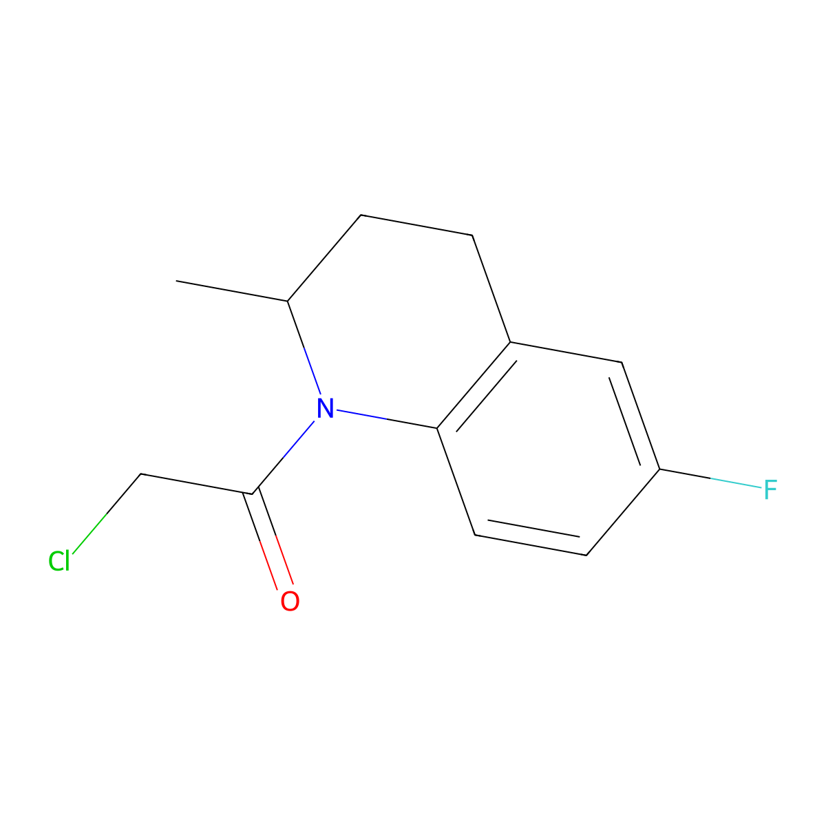 2-Chloro-1-(6-fluoro-2-methyl-3,4-dihydroquinolin-1(2H)-yl)ethan-1-one molecular structure, CAS 544692-44-6