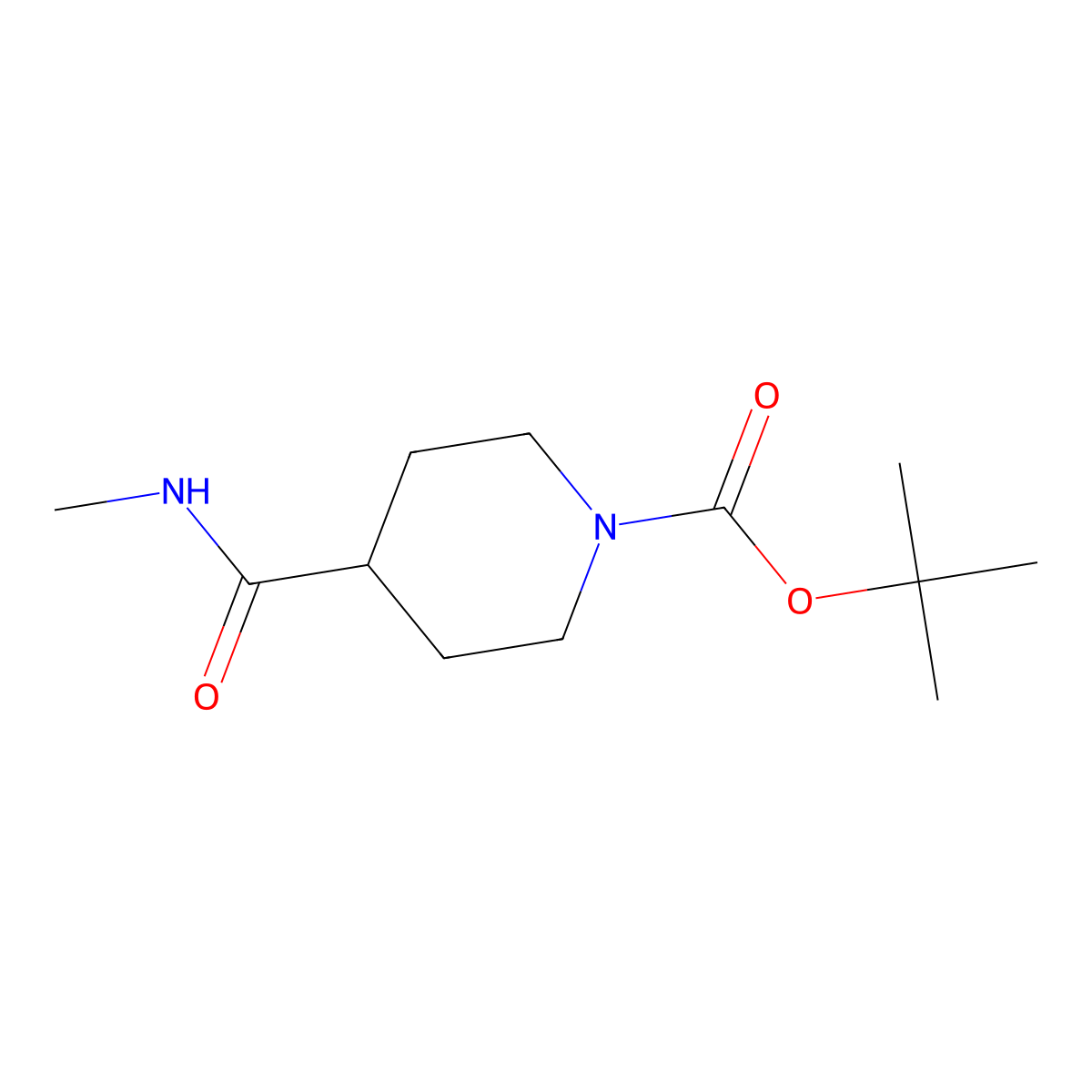 Tert-butyl 4-(methylcarbamoyl)piperidine-1-carboxylate molecular structure, CAS 544696-01-7