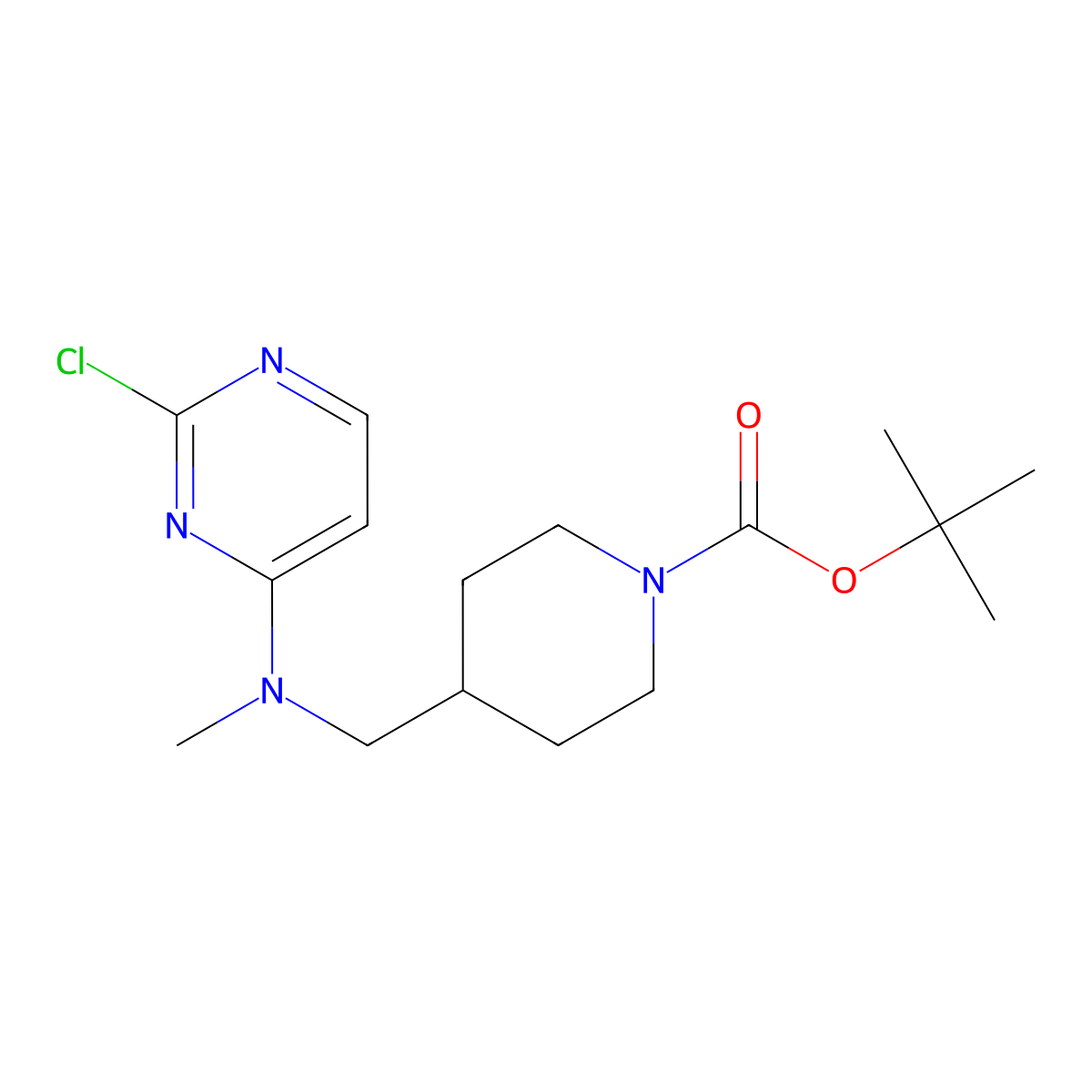 Tert-butyl 4-{[(2-chloropyrimidin-4-yl)(methyl)amino]methyl}piperidine-1-carboxylate molecular structure, CAS 544696-02-8