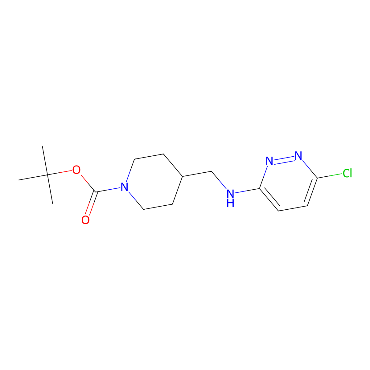 tert-Butyl 4-(((6-chloropyridazin-3-yl)amino)methyl)piperidine-1-carboxylate molecular structure, CAS 544696-24-4