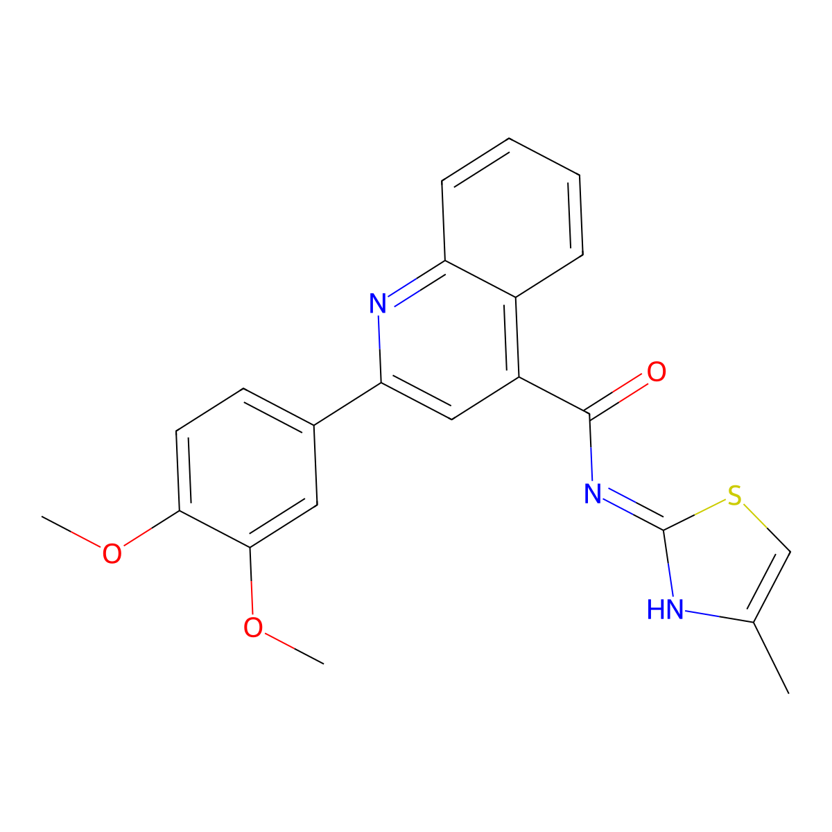 2-(3,4-dimethoxyphenyl)-N-(4-methyl-1,3-thiazol-2-yl)quinoline-4-carboxamide molecular structure, CAS 544697-54-3