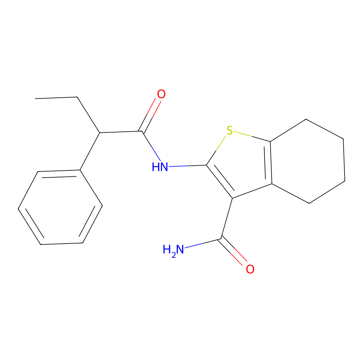 2-[(2-Phenylbutanoyl)amino]-4,5,6,7-tetrahydro-1-benzothiophene-3-carboxamide molecular structure, CAS 544699-41-4