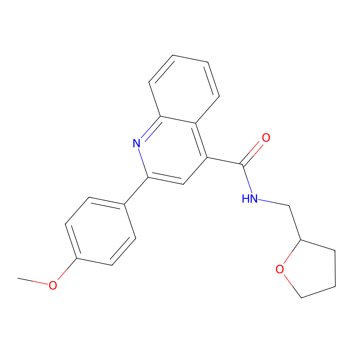 2-(4-methoxyphenyl)-N-(oxolan-2-ylmethyl)quinoline-4-carboxamide molecular structure, CAS 544699-44-7