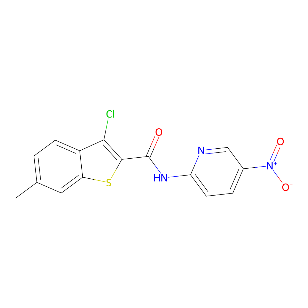 3-chloro-6-methyl-N-(5-nitropyridin-2-yl)-1-benzothiophene-2-carboxamide molecular structure, CAS 544700-11-0