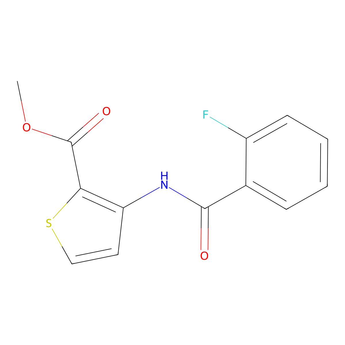 Methyl 3-[(2-fluorobenzoyl)amino]-2-thiophenecarboxylate molecular structure, CAS 544700-17-6
