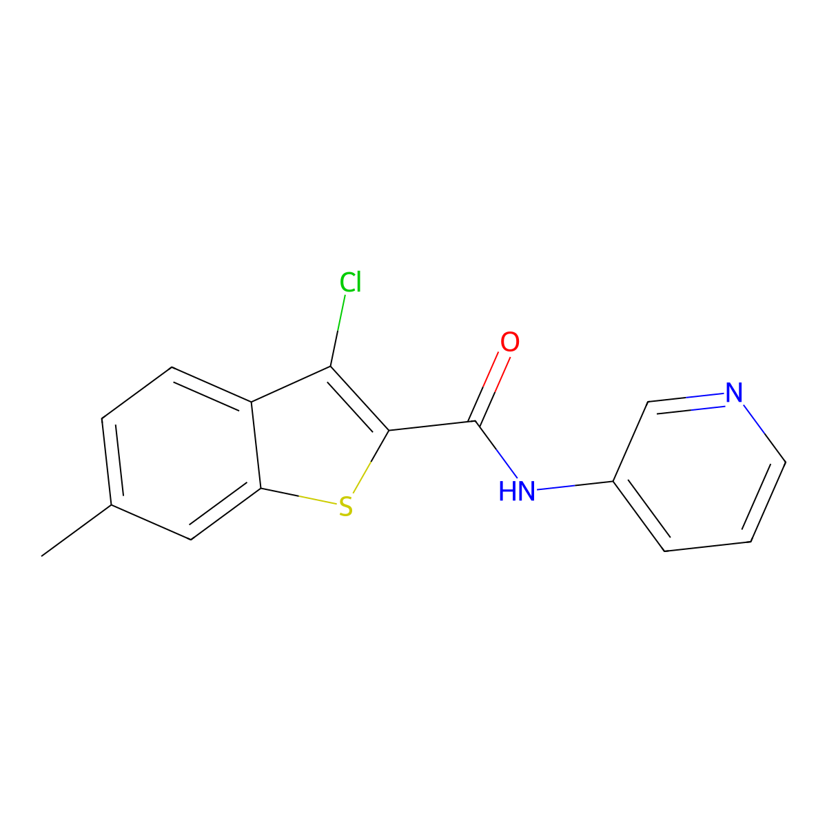 3-chloro-6-methyl-N-(3-pyridinyl)-1-benzothiophene-2-carboxamide molecular structure, CAS 544700-90-5