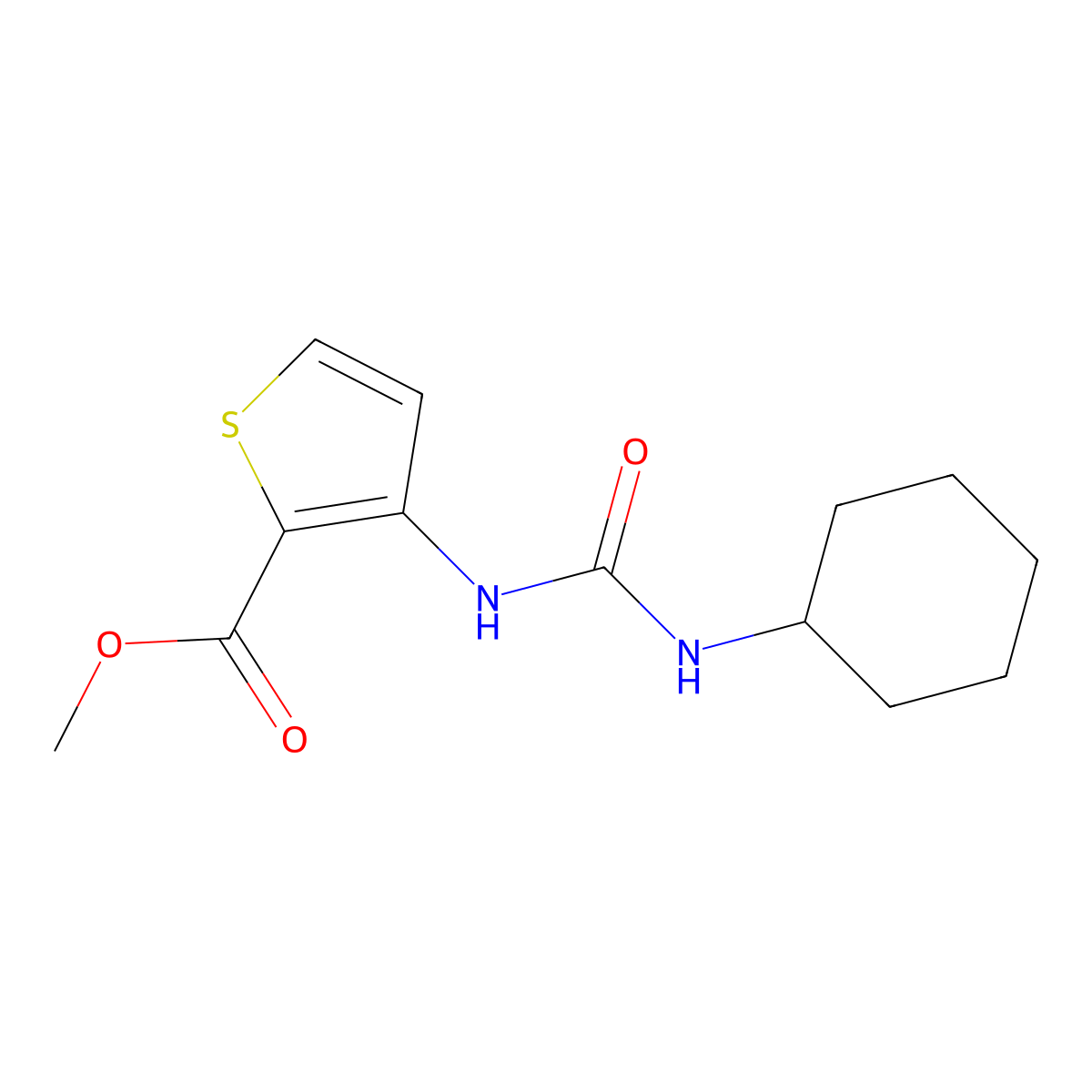 Methyl 3-[(cyclohexylcarbamoyl)amino]thiophene-2-carboxylate molecular structure, CAS 544701-60-2