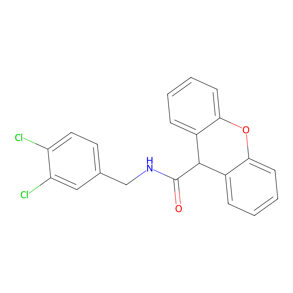 N-(3,4-dichlorobenzyl)-9H-xanthene-9-carboxamide molecular structure, CAS 544702-29-6