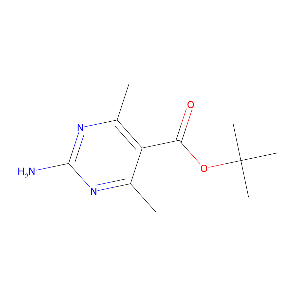Tert-butyl 2-amino-4,6-dimethylpyrimidine-5-carboxylate molecular structure, CAS 544704-07-6